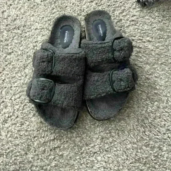 Sonoma goods shearling sandals flip flops slides - Picture 1 of 5